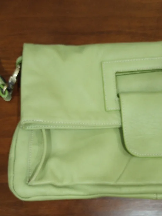 Avorio Green Italian Leather Handbag Envelope Clutch Crossbody Purse - Picture 3 of 12